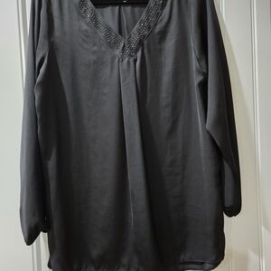 Elegant Black Beaded Women's Top